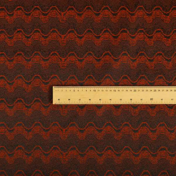 Fabriano Wave Pattern Chenille Type Red Upholstery Fabric CTR-949 - Made To Measure Curtains