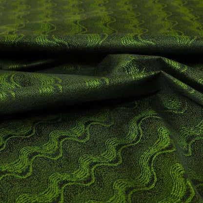 Fabriano Wave Pattern Chenille Type Green Upholstery Fabric CTR-950