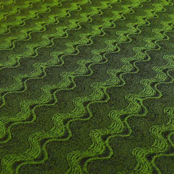 Fabriano Wave Pattern Chenille Type Green Upholstery Fabric CTR-950 - Made To Measure Curtains