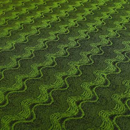 Fabriano Wave Pattern Chenille Type Green Upholstery Fabric CTR-950 - Handmade Cushions