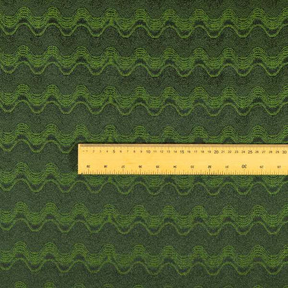 Fabriano Wave Pattern Chenille Type Green Upholstery Fabric CTR-950 - Made To Measure Curtains