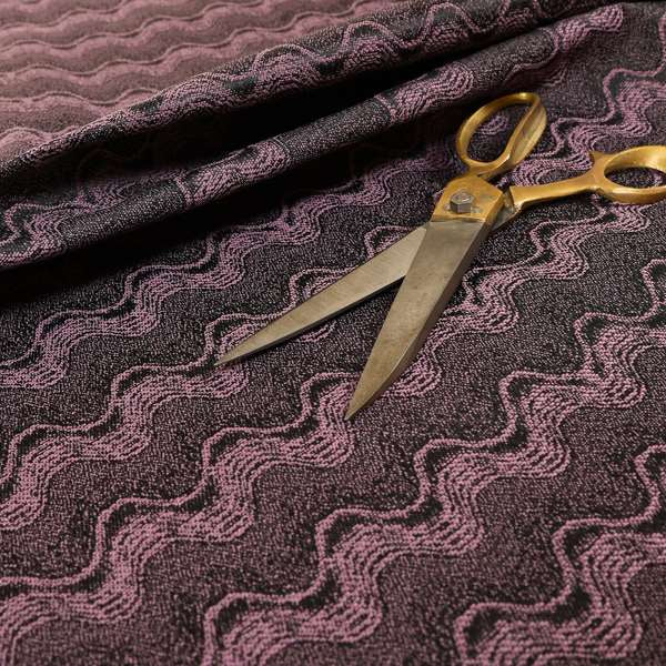 Fabriano Wave Pattern Chenille Type Purple Upholstery Fabric CTR-951