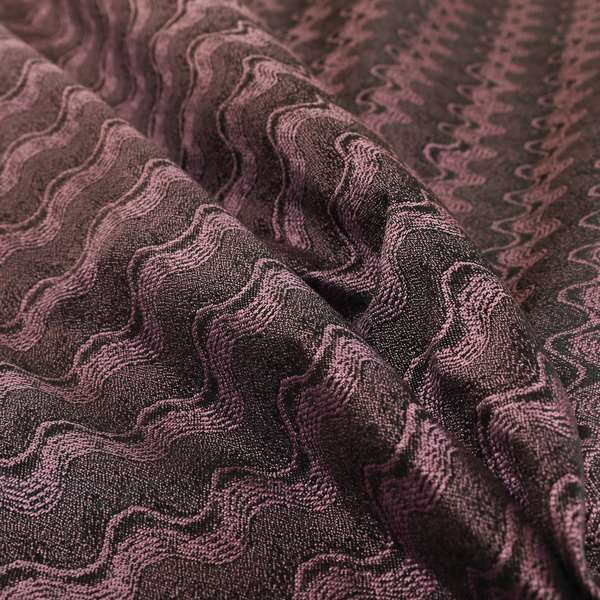 Fabriano Wave Pattern Chenille Type Purple Upholstery Fabric CTR-951 - Handmade Cushions