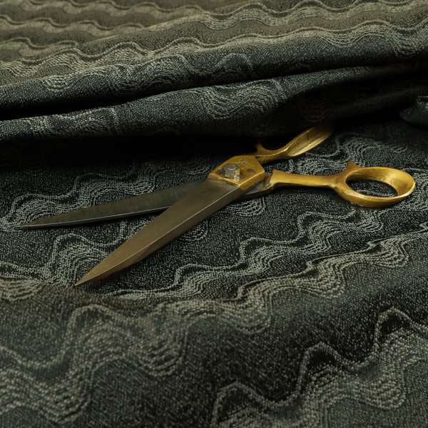 Fabriano Wave Pattern Chenille Type Grey Upholstery Fabric CTR-953 - Made To Measure Curtains