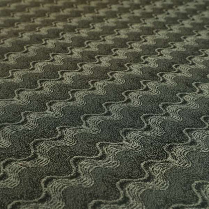 Fabriano Wave Pattern Chenille Type Grey Upholstery Fabric CTR-953