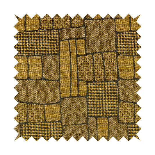 Fabriano Patchwork Pattern Chenille Type Yellow Black Upholstery Fabric CTR-954