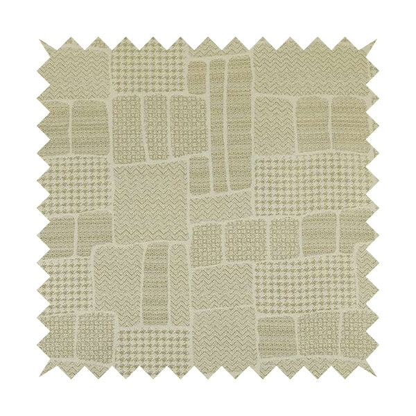 Fabriano Patchwork Pattern Chenille Type Cream Beige Upholstery Fabric CTR-955 - Made To Measure Curtains