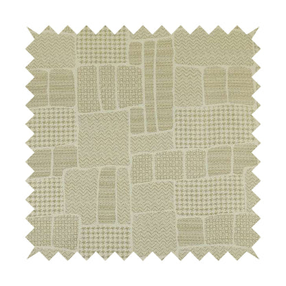 Fabriano Patchwork Pattern Chenille Type Cream Beige Upholstery Fabric CTR-955 - Made To Measure Curtains