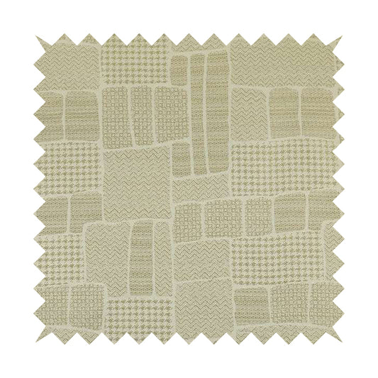 Fabriano Patchwork Pattern Chenille Type Cream Beige Upholstery Fabric CTR-955