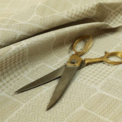 Fabriano Patchwork Pattern Chenille Type Cream Beige Upholstery Fabric CTR-955 - Made To Measure Curtains