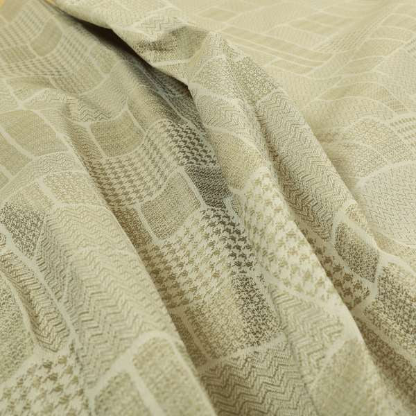 Fabriano Patchwork Pattern Chenille Type Cream Beige Upholstery Fabric CTR-955 - Roman Blinds