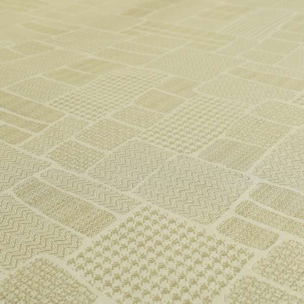 Fabriano Patchwork Pattern Chenille Type Cream Beige Upholstery Fabric CTR-955 - Made To Measure Curtains