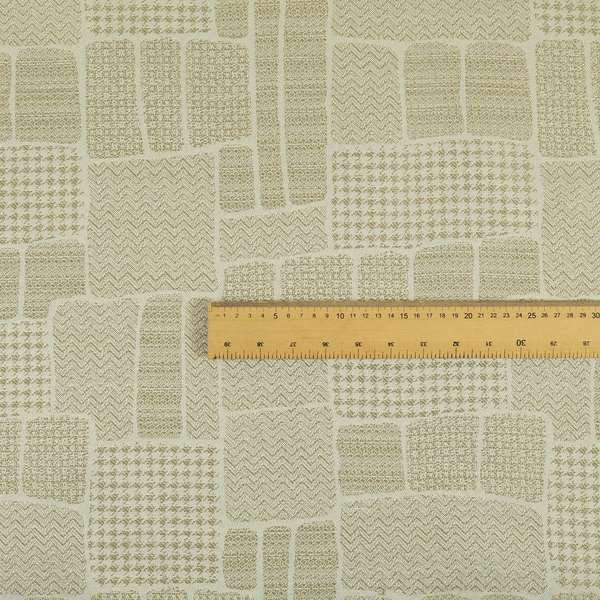 Fabriano Patchwork Pattern Chenille Type Cream Beige Upholstery Fabric CTR-955 - Made To Measure Curtains