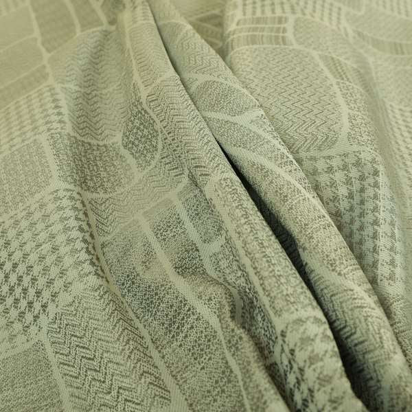 Fabriano Patchwork Pattern Chenille Type Silver Upholstery Fabric CTR-956 - Made To Measure Curtains