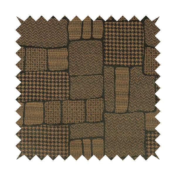 Fabriano Patchwork Pattern Chenille Type Brown Upholstery Fabric CTR-957 - Handmade Cushions