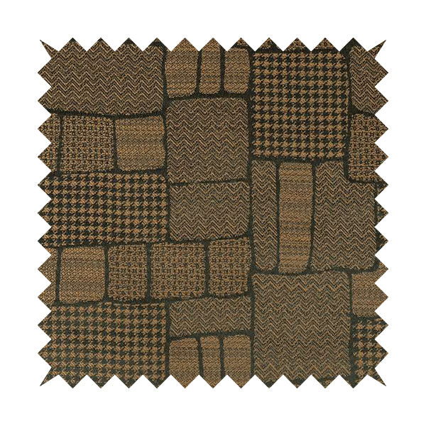 Fabriano Patchwork Pattern Chenille Type Brown Upholstery Fabric CTR-957 - Made To Measure Curtains