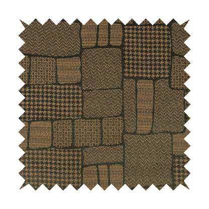 Fabriano Patchwork Pattern Chenille Type Brown Upholstery Fabric CTR-957 - Made To Measure Curtains