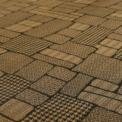 Fabriano Patchwork Pattern Chenille Type Brown Upholstery Fabric CTR-957