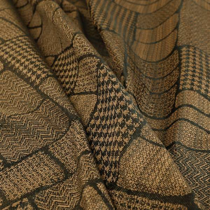 Fabriano Patchwork Pattern Chenille Type Brown Upholstery Fabric CTR-957 - Roman Blinds