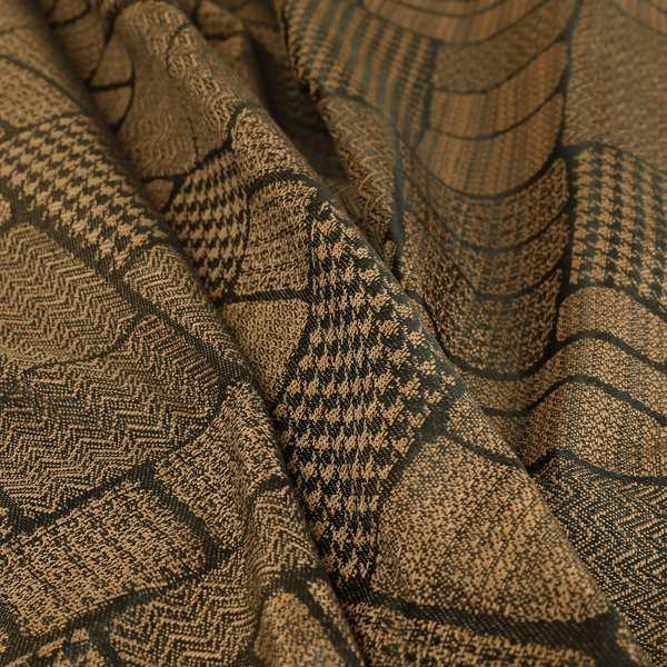 Fabriano Patchwork Pattern Chenille Type Brown Upholstery Fabric CTR-957 - Made To Measure Curtains