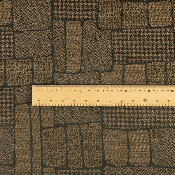 Fabriano Patchwork Pattern Chenille Type Brown Upholstery Fabric CTR-957 - Roman Blinds