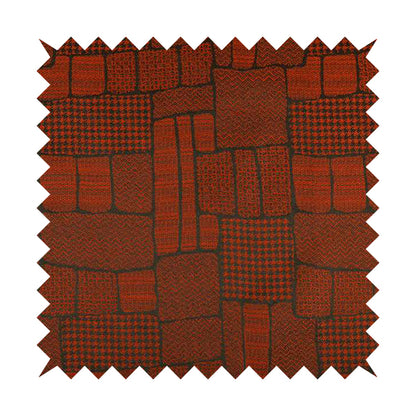 Fabriano Patchwork Pattern Chenille Type Red Upholstery Fabric CTR-958