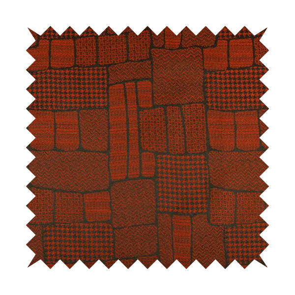 Fabriano Patchwork Pattern Chenille Type Red Upholstery Fabric CTR-958 - Handmade Cushions