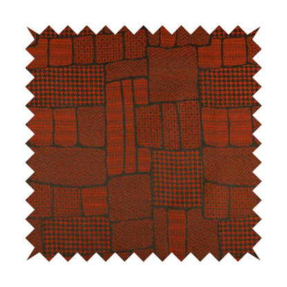 Fabriano Patchwork Pattern Chenille Type Red Upholstery Fabric CTR-958 - Handmade Cushions