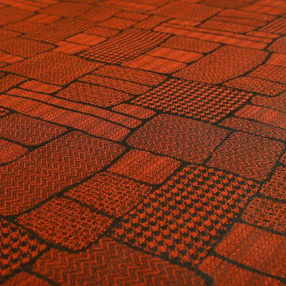 Fabriano Patchwork Pattern Chenille Type Red Upholstery Fabric CTR-958