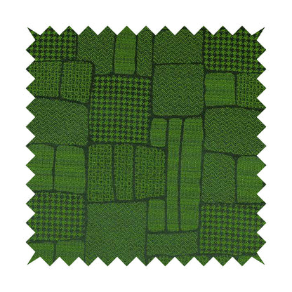 Fabriano Patchwork Pattern Chenille Type Green Upholstery Fabric CTR-959 - Made To Measure Curtains