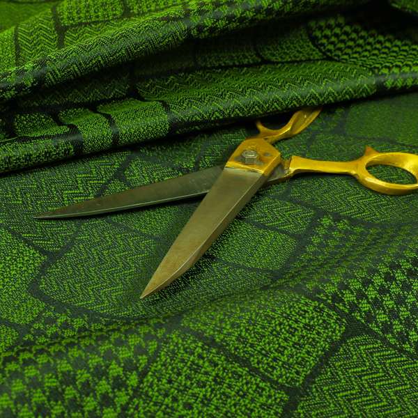 Fabriano Patchwork Pattern Chenille Type Green Upholstery Fabric CTR-959 - Roman Blinds