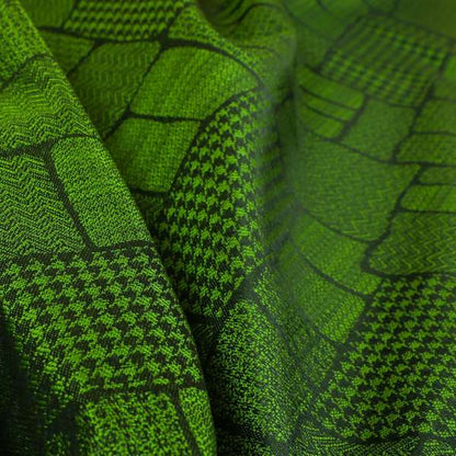 Fabriano Patchwork Pattern Chenille Type Green Upholstery Fabric CTR-959