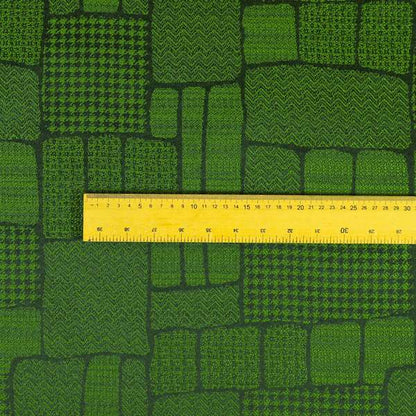 Fabriano Patchwork Pattern Chenille Type Green Upholstery Fabric CTR-959 - Made To Measure Curtains