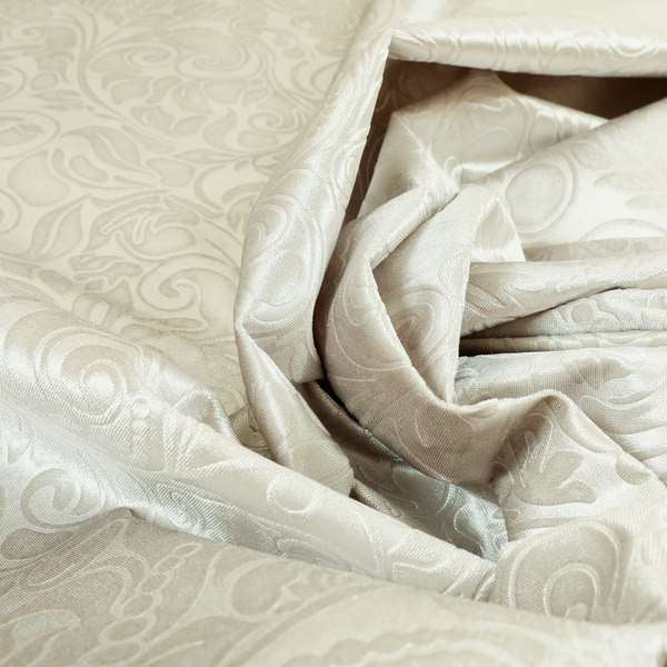 Delight Shiny Floral Embossed Pattern Velvet Fabric In Silver Colour Upholstery Fabric CTR-96 - Made To Measure Curtains