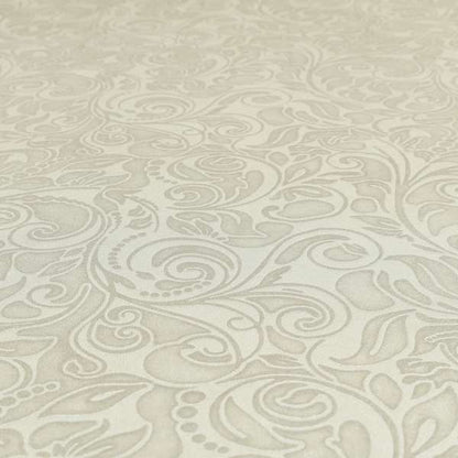 Delight Shiny Floral Embossed Pattern Velvet Fabric In Silver Colour Upholstery Fabric CTR-96