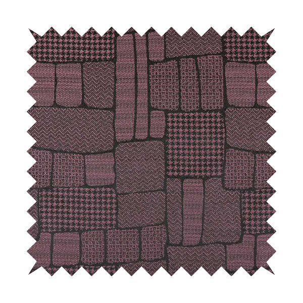 Fabriano Patchwork Pattern Chenille Type Purple Upholstery Fabric CTR-960 - Roman Blinds