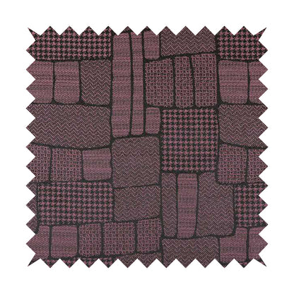 Fabriano Patchwork Pattern Chenille Type Purple Upholstery Fabric CTR-960 - Handmade Cushions