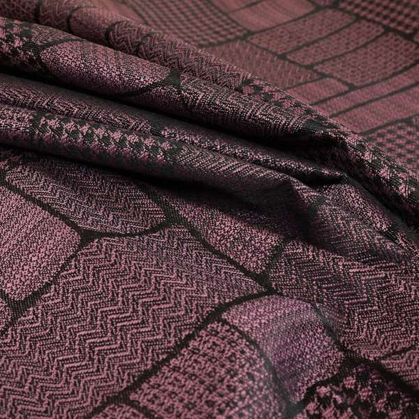 Fabriano Patchwork Pattern Chenille Type Purple Upholstery Fabric CTR-960