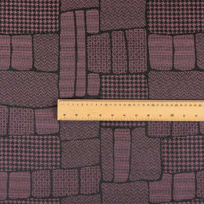 Fabriano Patchwork Pattern Chenille Type Purple Upholstery Fabric CTR-960