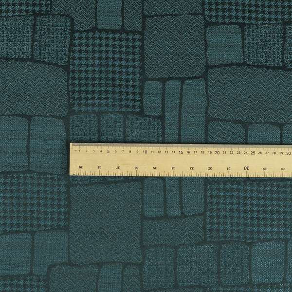 Fabriano Patchwork Pattern Chenille Type Navy Blue Upholstery Fabric CTR-961 - Handmade Cushions