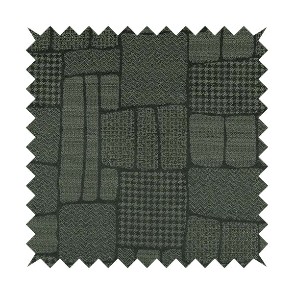 Fabriano Patchwork Pattern Chenille Type Grey Upholstery Fabric CTR-962 - Handmade Cushions