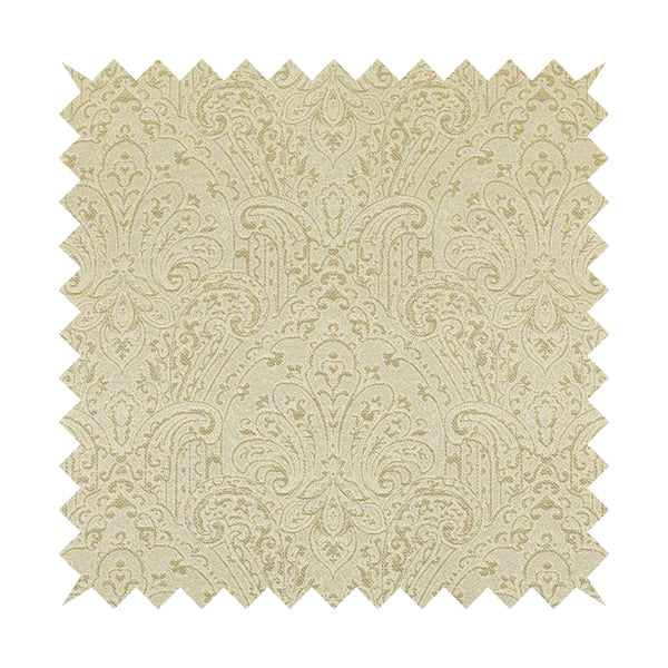 Fabriano Damask Pattern Chenille Type Cream Beige Upholstery Fabric CTR-964 - Roman Blinds