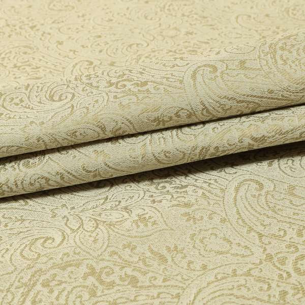 Fabriano Damask Pattern Chenille Type Cream Beige Upholstery Fabric CTR-964 - Roman Blinds