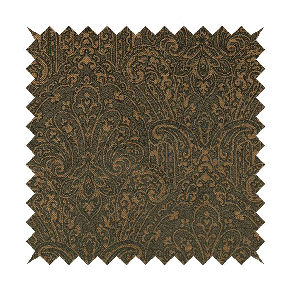 Fabriano Damask Pattern Chenille Type Brown Upholstery Fabric CTR-966 - Roman Blinds