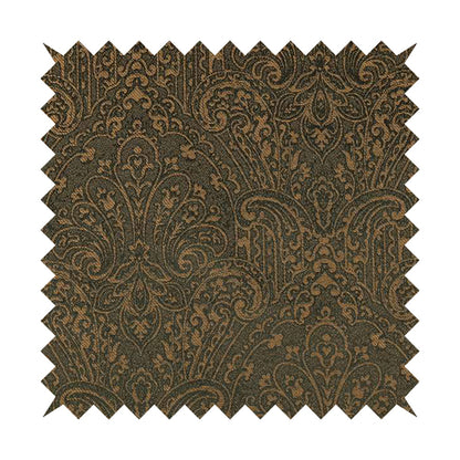 Fabriano Damask Pattern Chenille Type Brown Upholstery Fabric CTR-966 - Roman Blinds