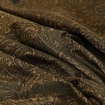 Fabriano Damask Pattern Chenille Type Brown Upholstery Fabric CTR-966 - Roman Blinds