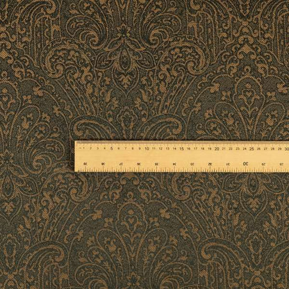 Fabriano Damask Pattern Chenille Type Brown Upholstery Fabric CTR-966 - Made To Measure Curtains