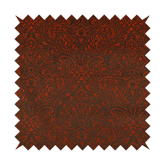 Fabriano Damask Pattern Chenille Type Red Upholstery Fabric CTR-967