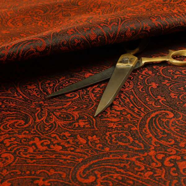 Fabriano Damask Pattern Chenille Type Red Upholstery Fabric CTR-967 - Made To Measure Curtains