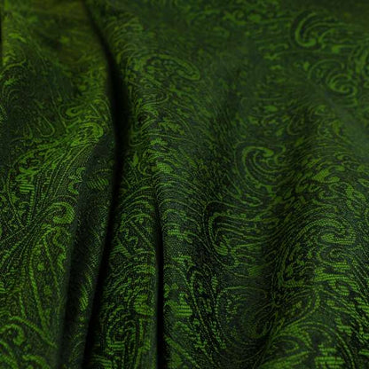 Fabriano Damask Pattern Chenille Type Green Upholstery Fabric CTR-968 - Roman Blinds